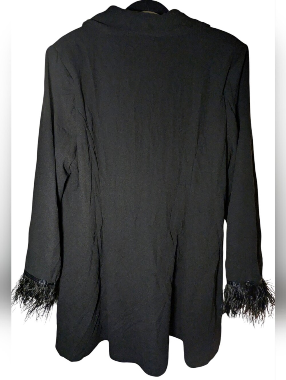 Shein Curve Black Feather Trim Cuff Blazer Jacket Plus Size 1XL - Picture 3 of 6